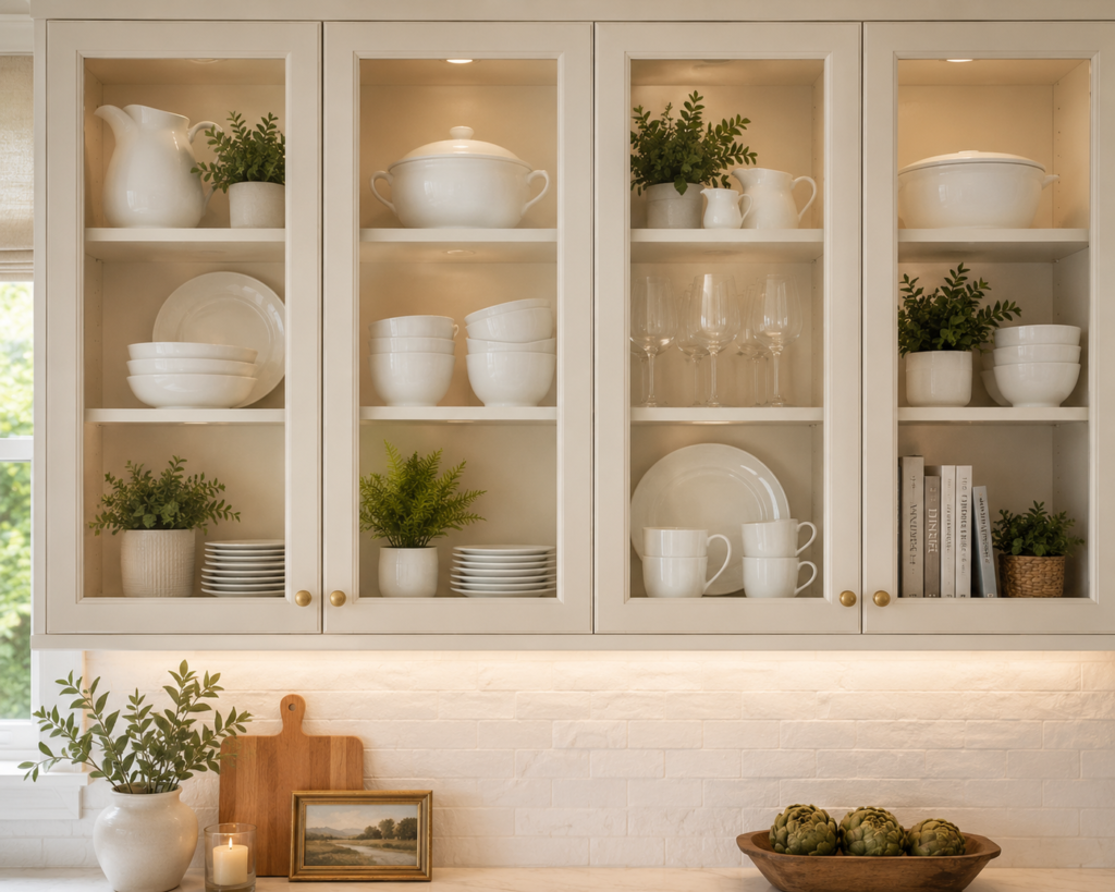How to Style Glass Kitchen Cabinets: The Complete Styling Guide
